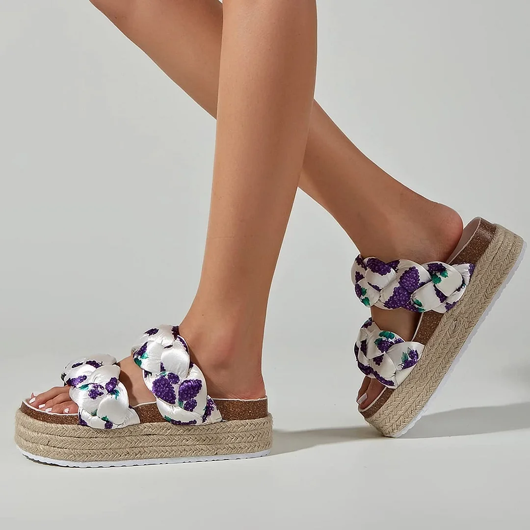 Women's Summer Dressy Breathable Espadrilles Platform Flat Slippers Open Toe Casual Walking Shoes