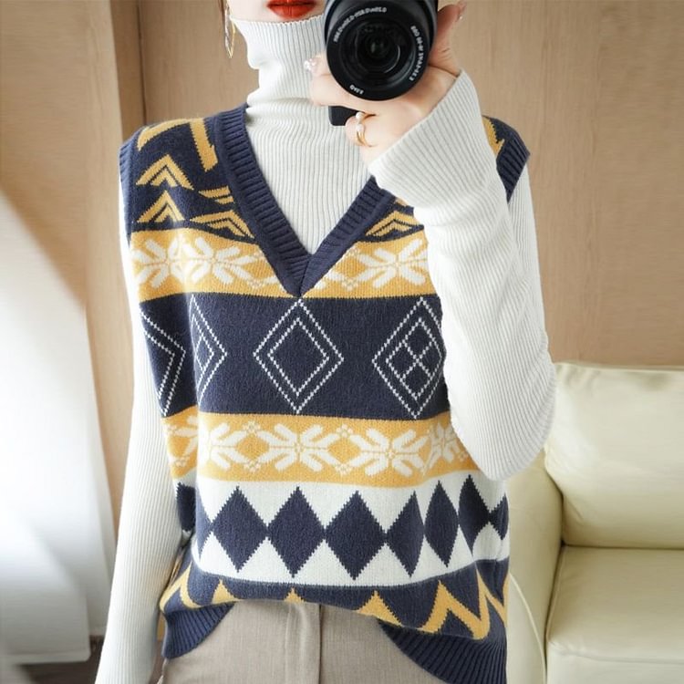 Knitted Casual Tribal Vests