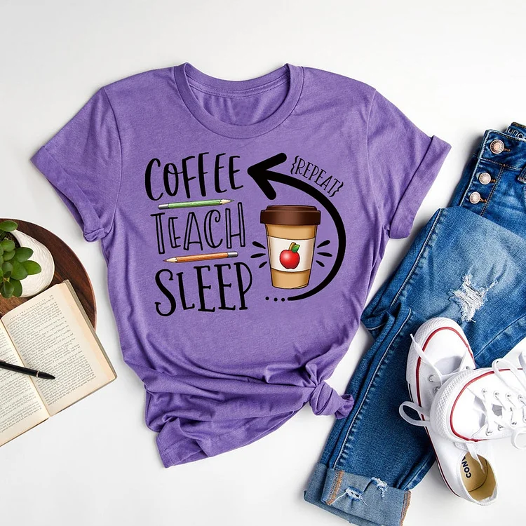 ANB - Coffee Teach Sleep Repeat T-shirt Tee-06681