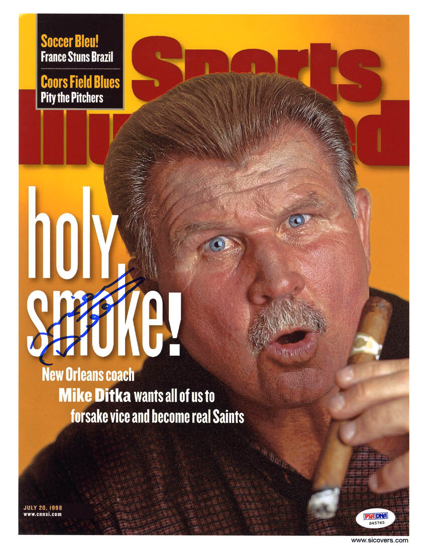 Mike Ditka SIGNED Sports Illustrated Prin 11x14 Saints Bears PSA/DNA AUTOGRAPHED