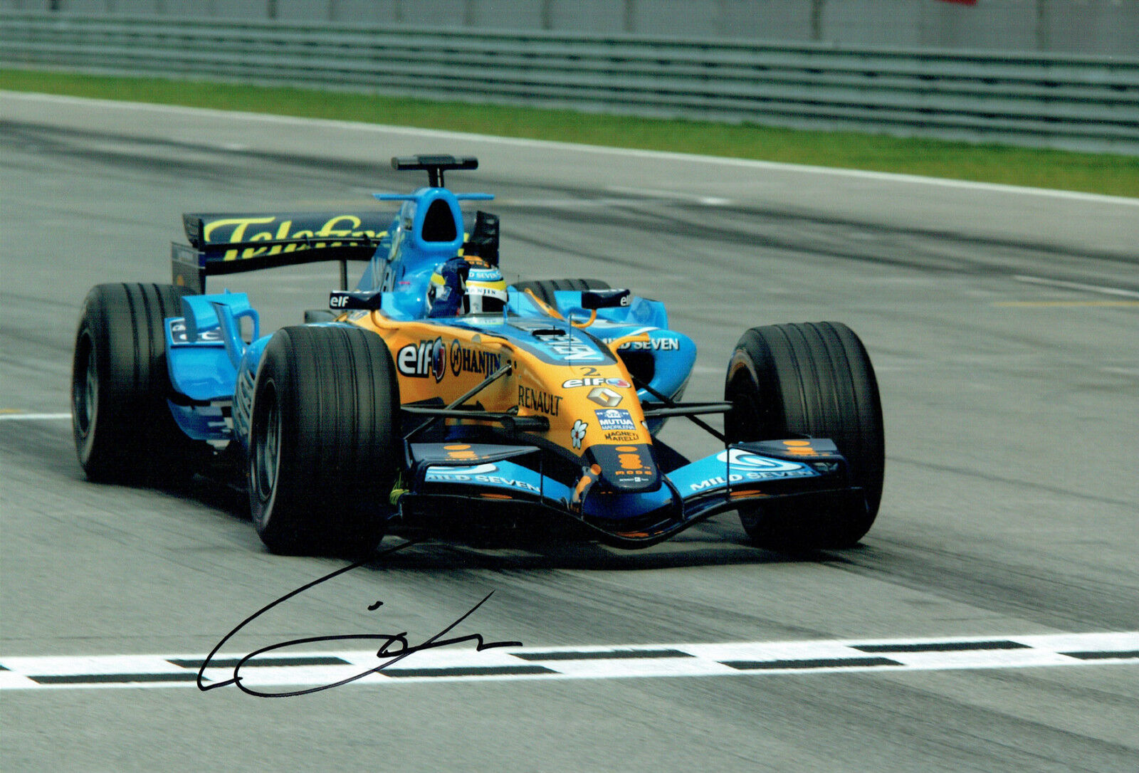 Giancarlo FISICHELLA SIGNED Autograph 12x8 RARE Renault ELF Photo Poster painting AFTAL COA