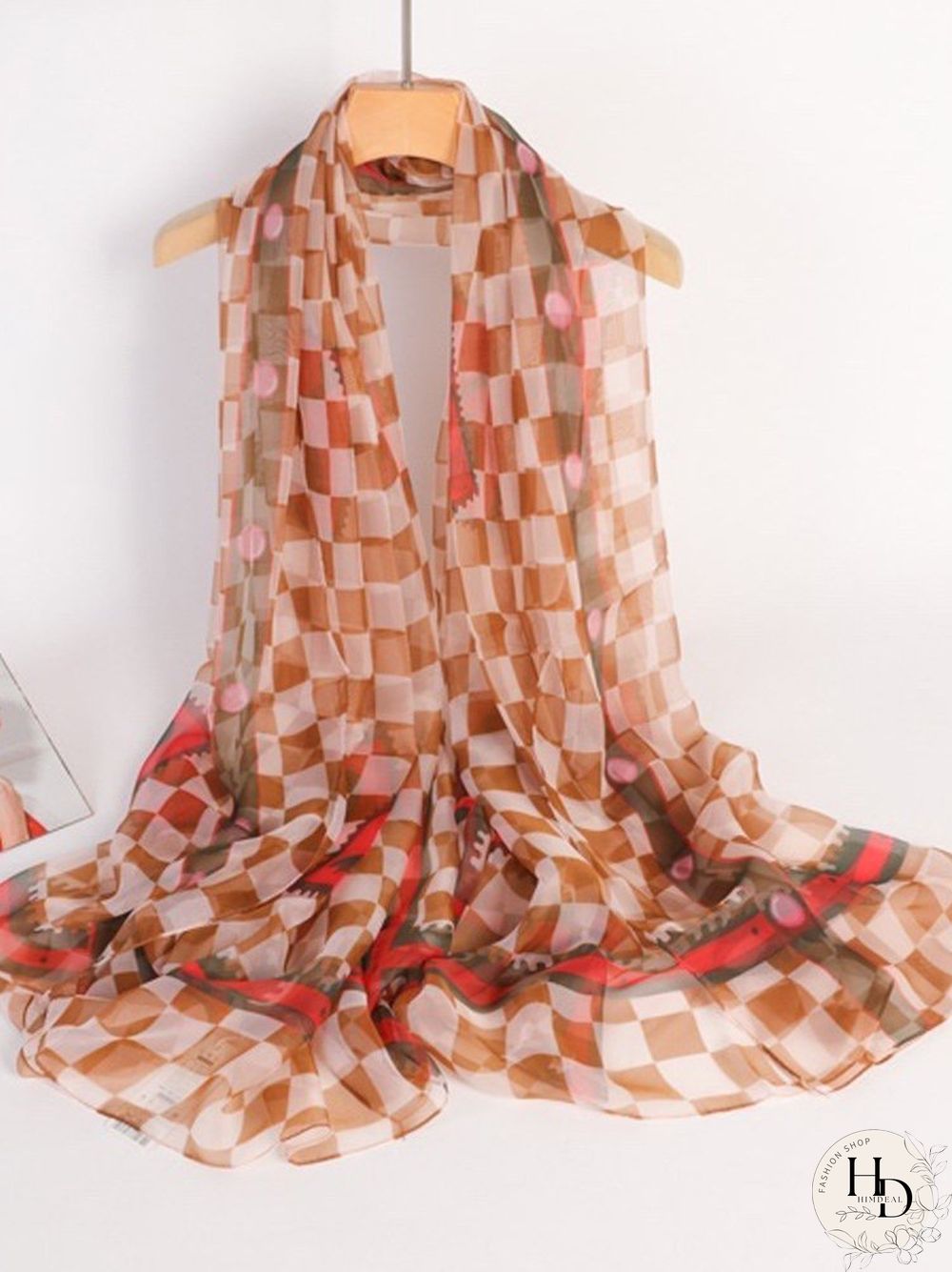Bali Black and White Contrast Plaid Silk Scarf