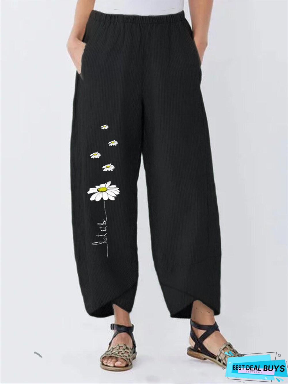 Women Casual Floral-Print Pockets Pants
