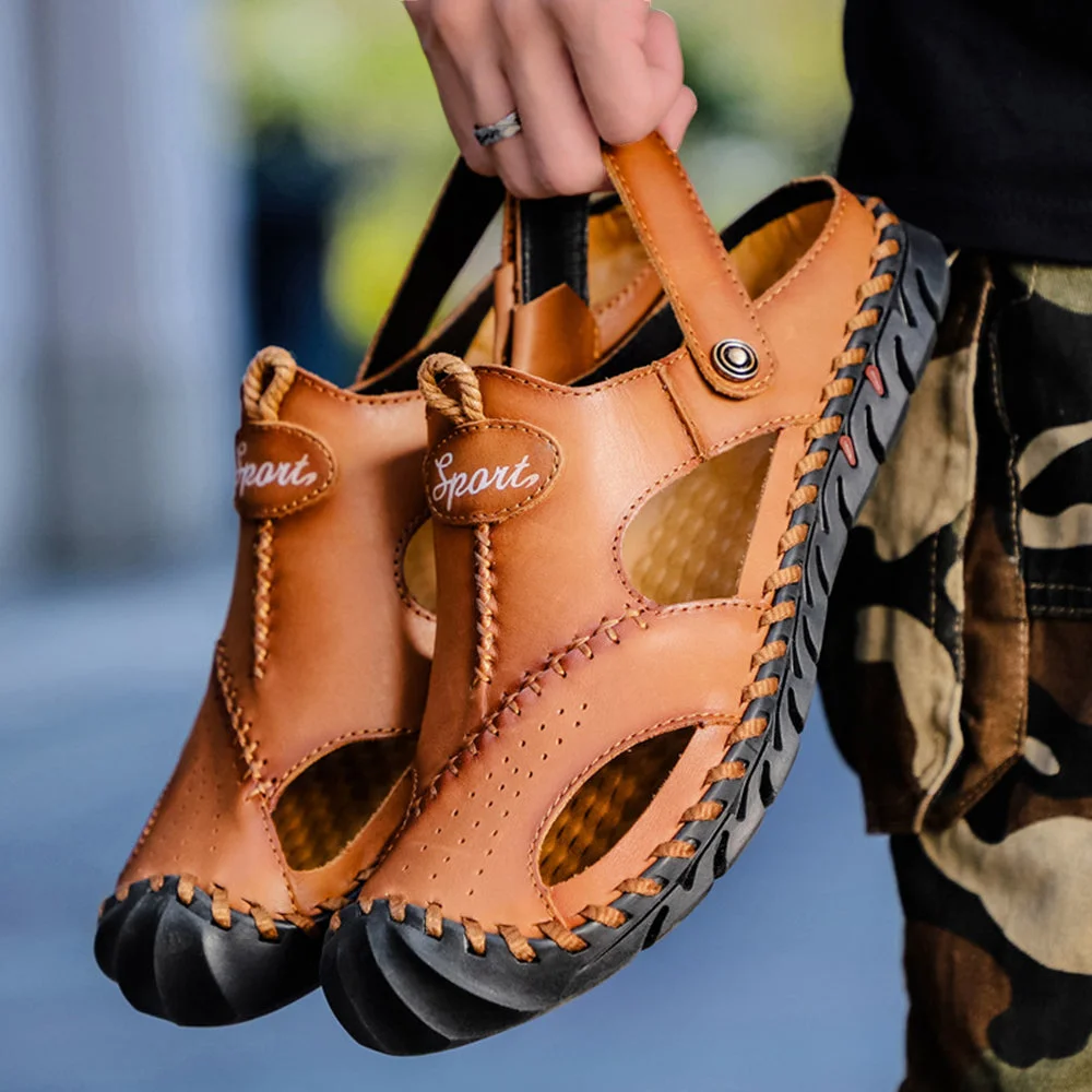 Smiledeer Summer new men's outdoor fashion leather sandals