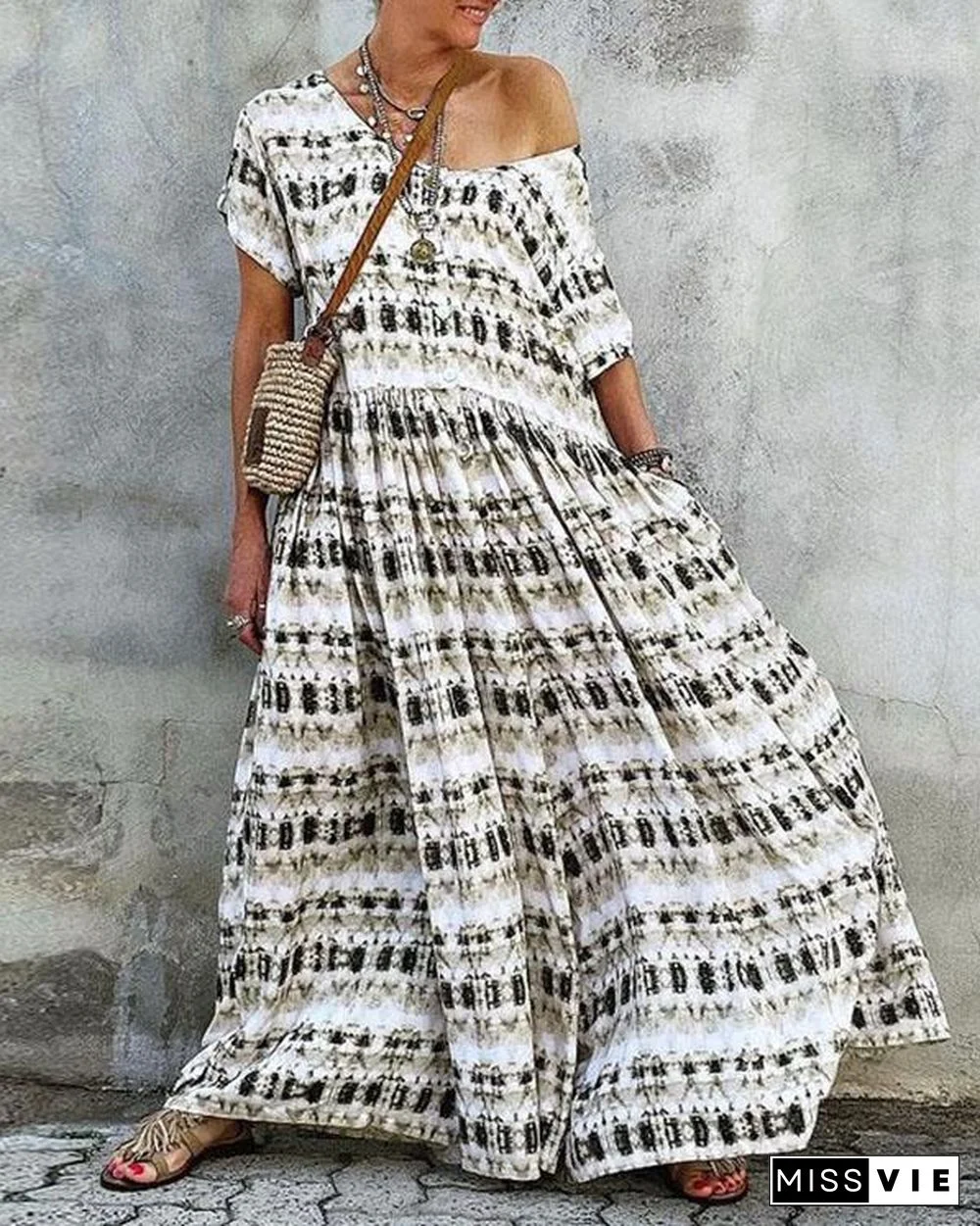 Women Print Big Hem Maxi Dress