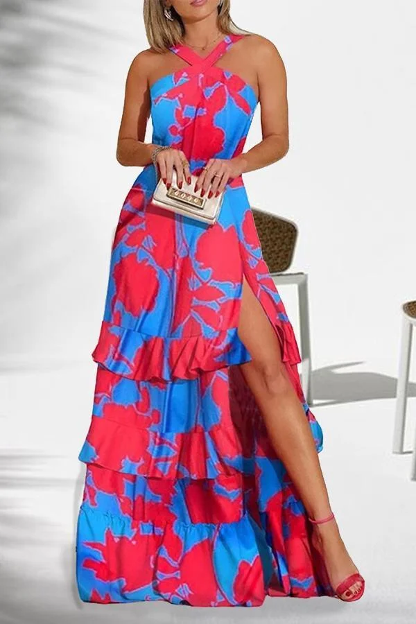 Trendy Bohemian Printed Sling Sleeveless Dress