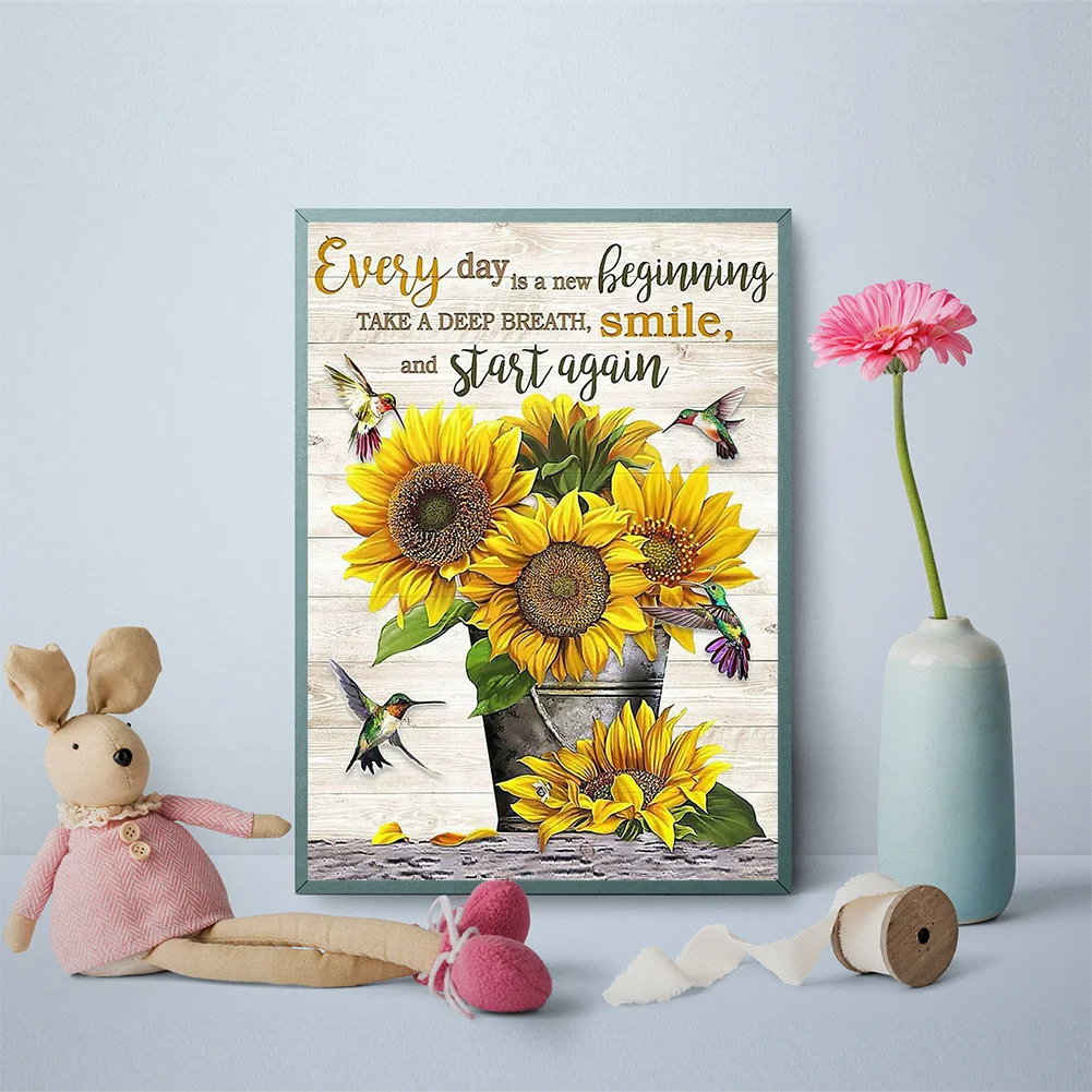 Diamond Painting - Full Round Drill - Sunflower Letters(30*40cm)