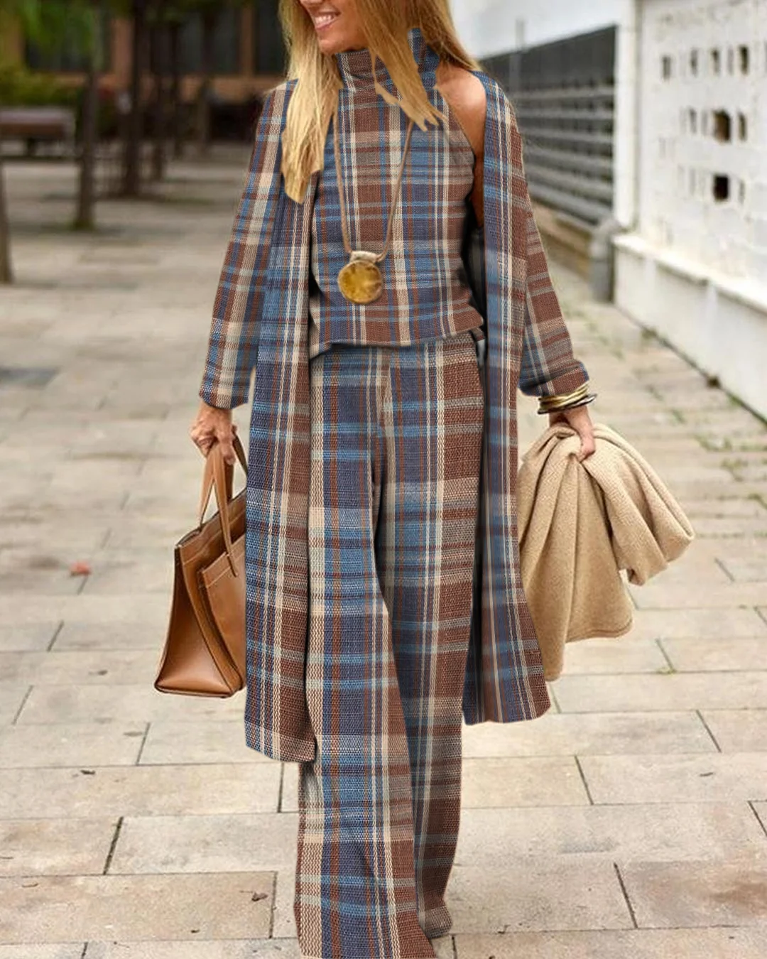 Herringbone Sweater Three-Piece Suit 4dc1