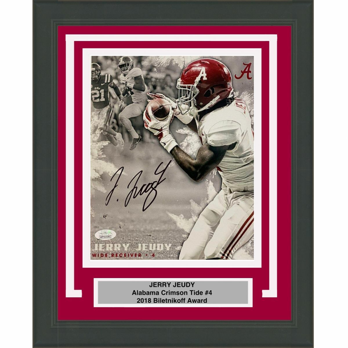 FRAMED Autographed/Signed JERRY JEUDY Alabama Crimson Tide 8x10 Photo Poster painting JSA COA #6