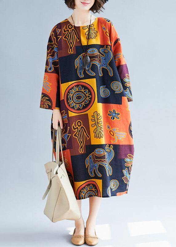 VCSHOES o neck pockets linen dresses Ideas print Dresses