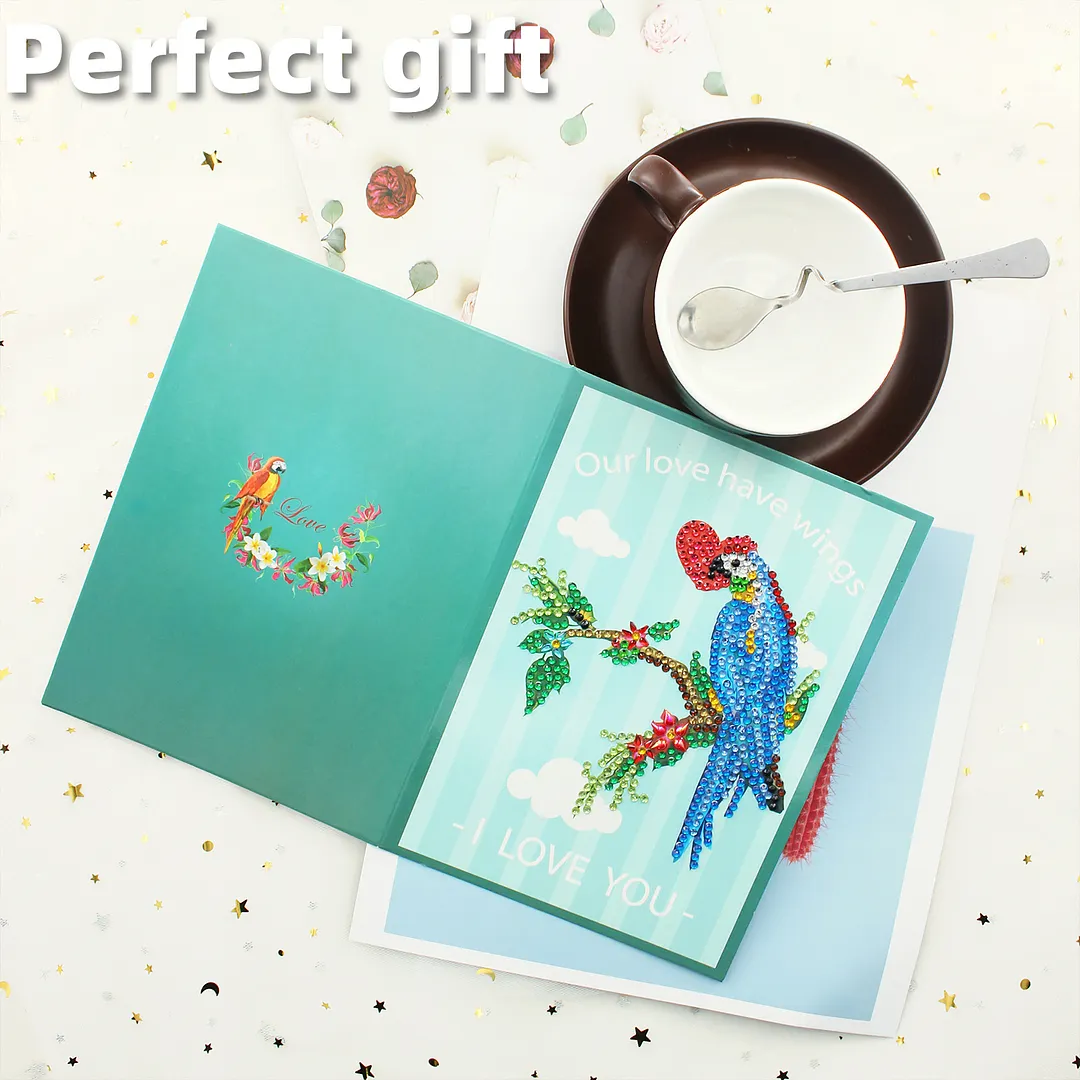 6pcs Flowers and Birds DIY Diamond Painting Greeting Card Kits with Envelopes Diamond Art Greeting Cards Diamond Art Cards Kits for Adults DIY Crafts Family Friend Gifts