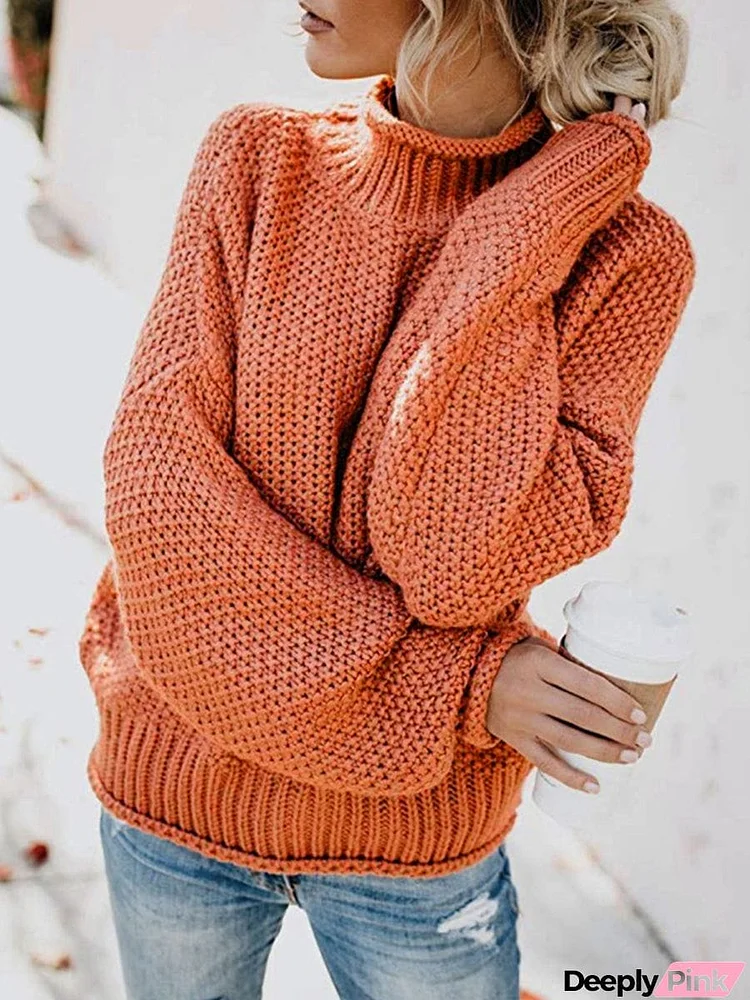 Turtleneck Dropped Shoulder Sweater