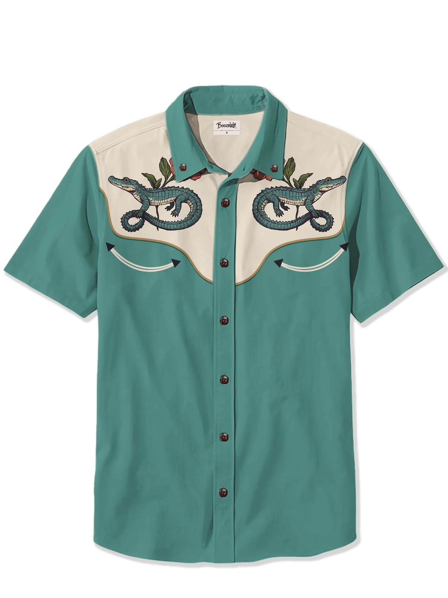 Crocodile And Flowers - 100% Cotton Shirt