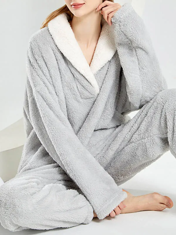 Three Piece Solid Color V Neck Pants Suit