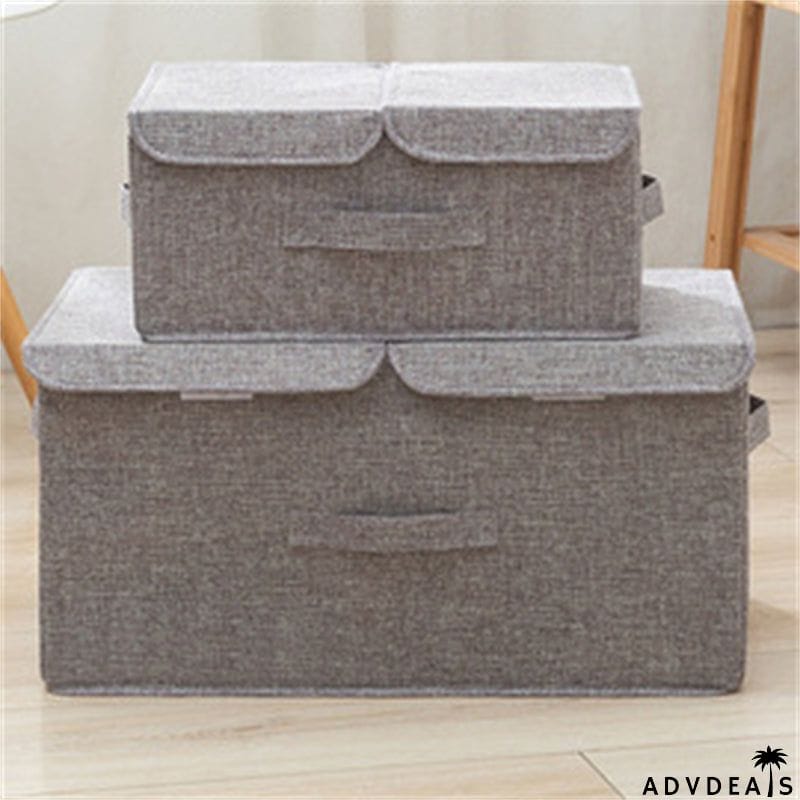 Foldable Storage Box With Double Lids And Compartments