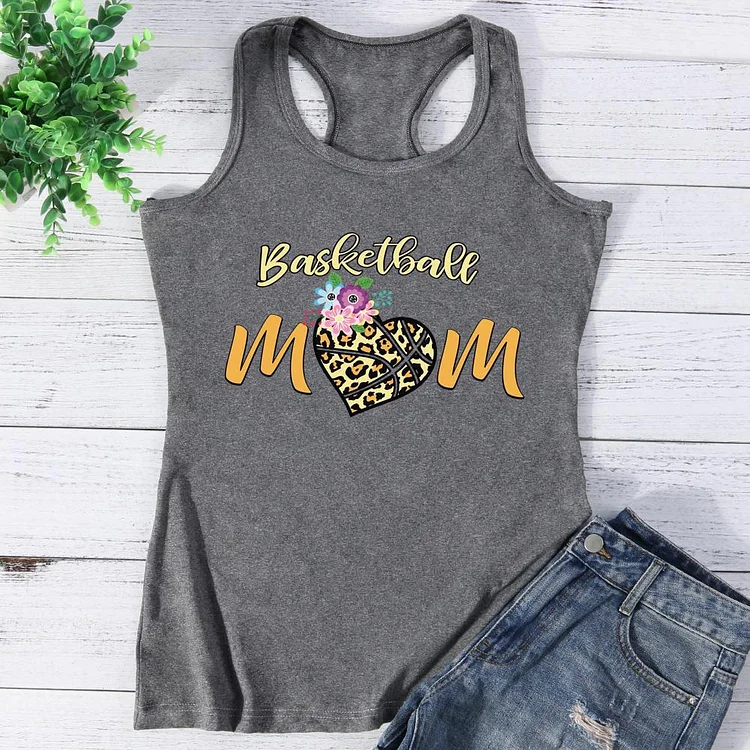 Basketball Mom heart leopard Vest Top