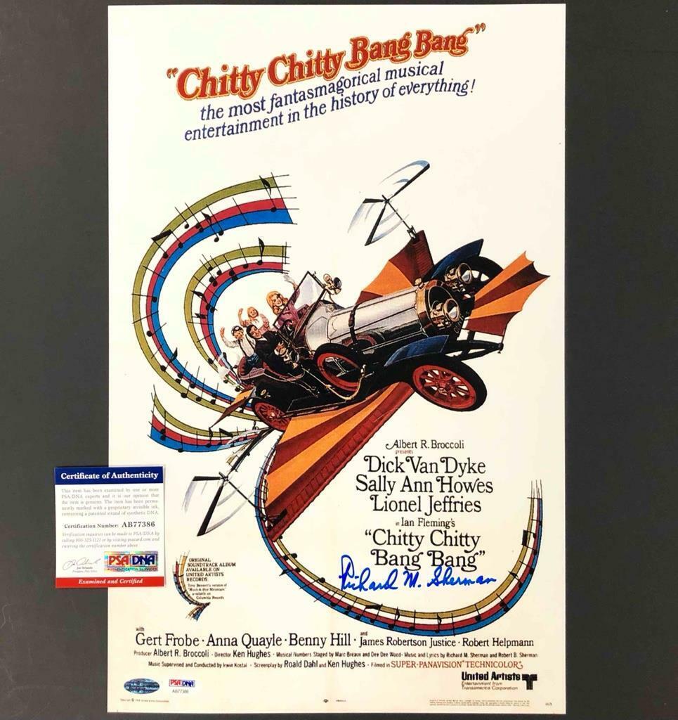 Disney composer Richard Sherman autograph signed Chitty Bang 11x17 Photo Poster painting PSA COA