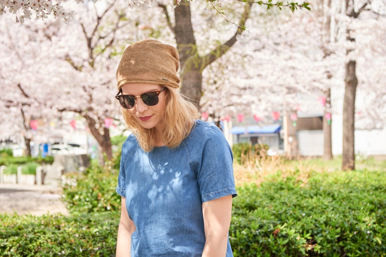 Linen Summer Beanie, Slouchy Eco Friendly Beanie, Lightweight Slouch Hat, Cooling Cap, Womens Summer Knit, Mens Baggy Hipster, Made in Japan