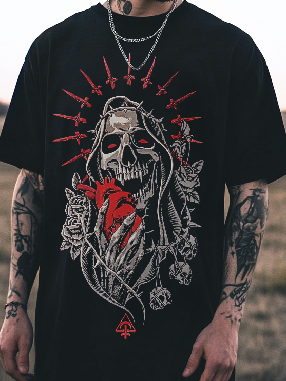 Shoptechwear Art Satanic Praying Skeleton Nun Oversized Totem Unisex Casual Hoodie