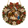DIY Pearl Diamond Painting Religious Christmas Hanging Ornament Double-Sided Printed Pendant Diamond Art Christian Home Decor Gift
