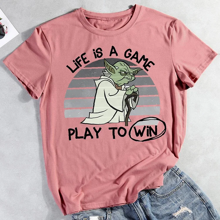 Life Is A Game Play To Be Winner  Round Neck T-shirt