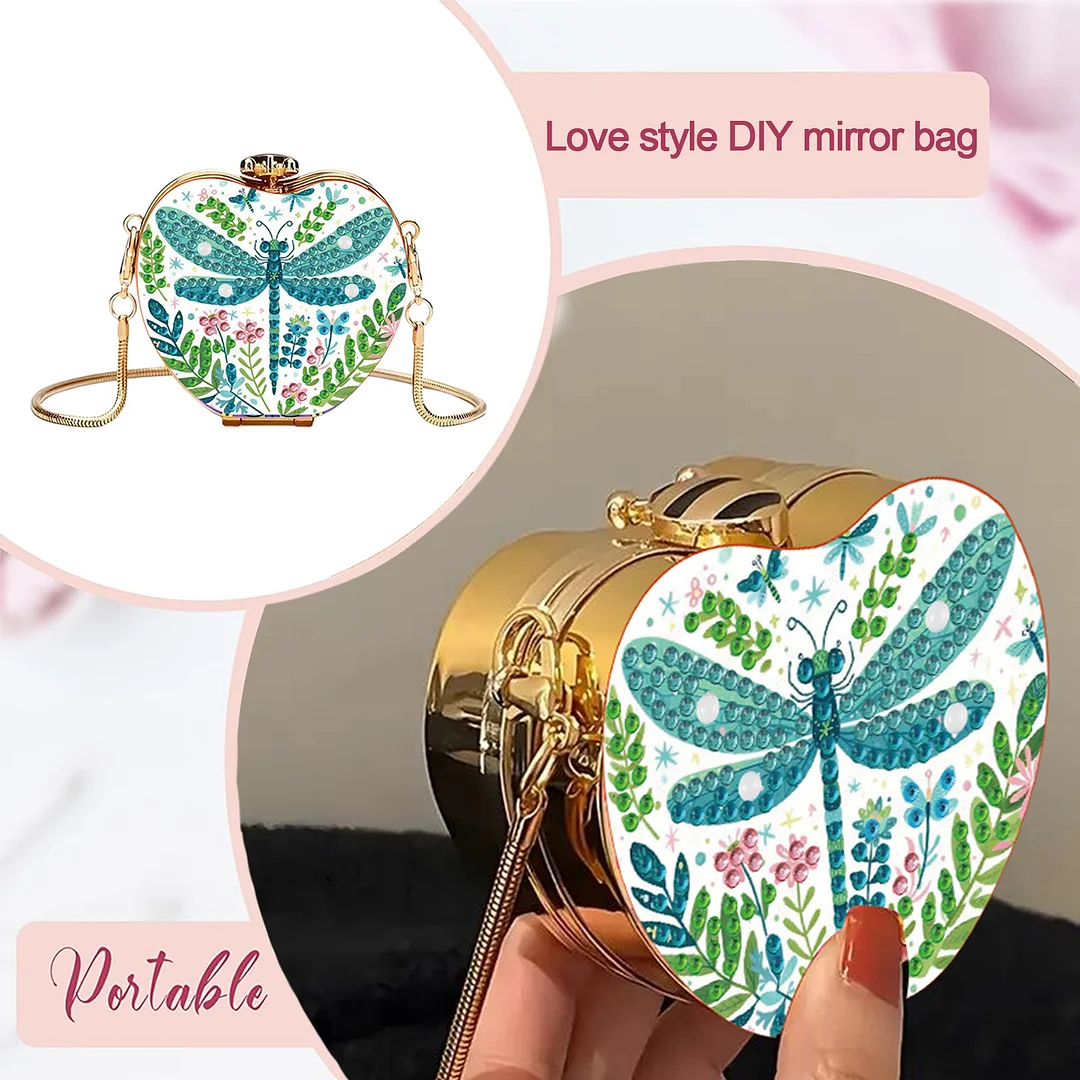 Dragonfly DIY Acrylic Love Art Diamond Painting Coin Purse with Chain for Women