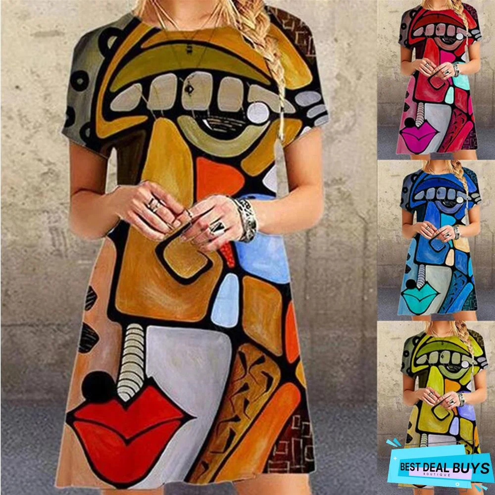 Fashion Printed Large Size Loose Dress