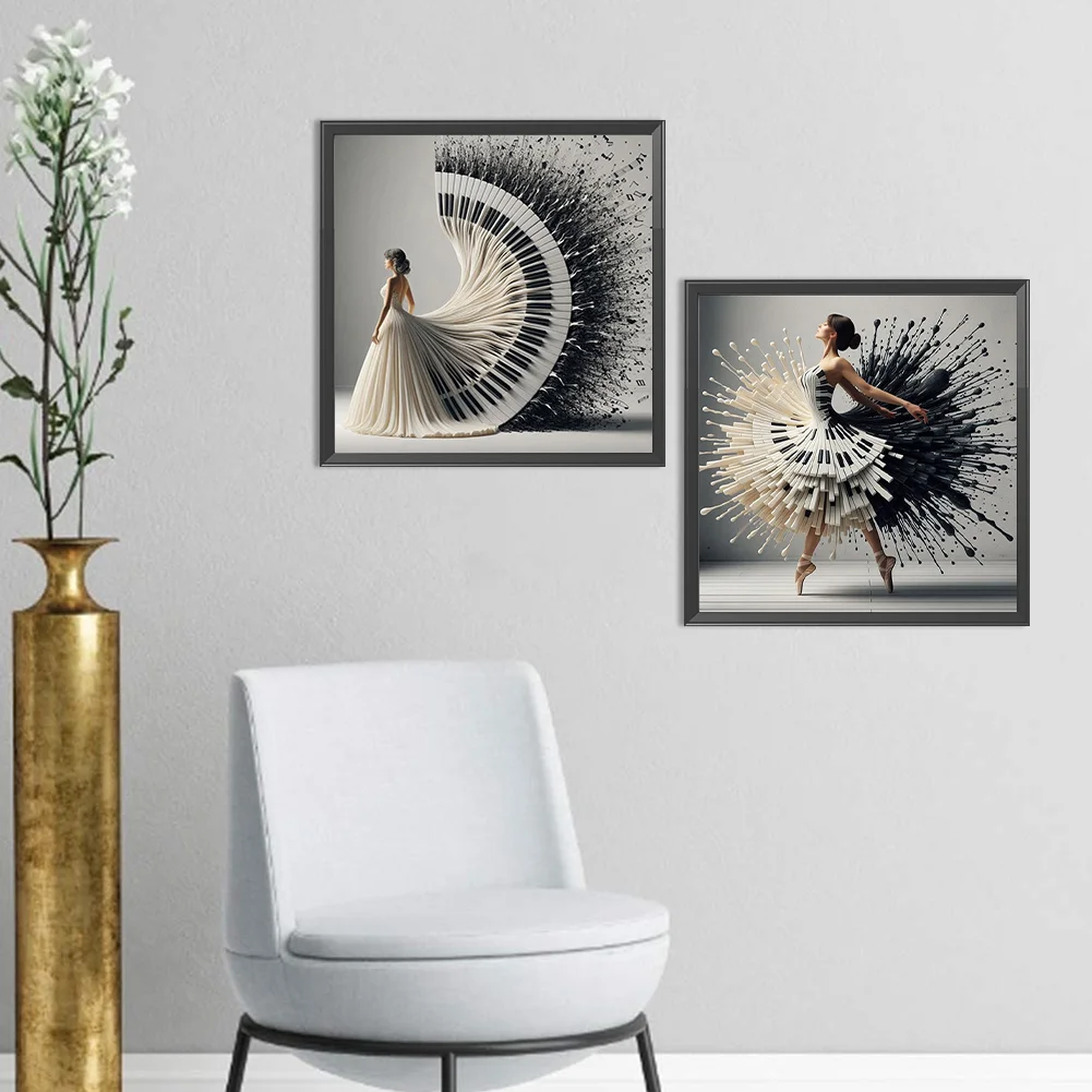2pcs Diamond Painting - Full Round Drill - Piano Beauty(Canvas|40*40cm)