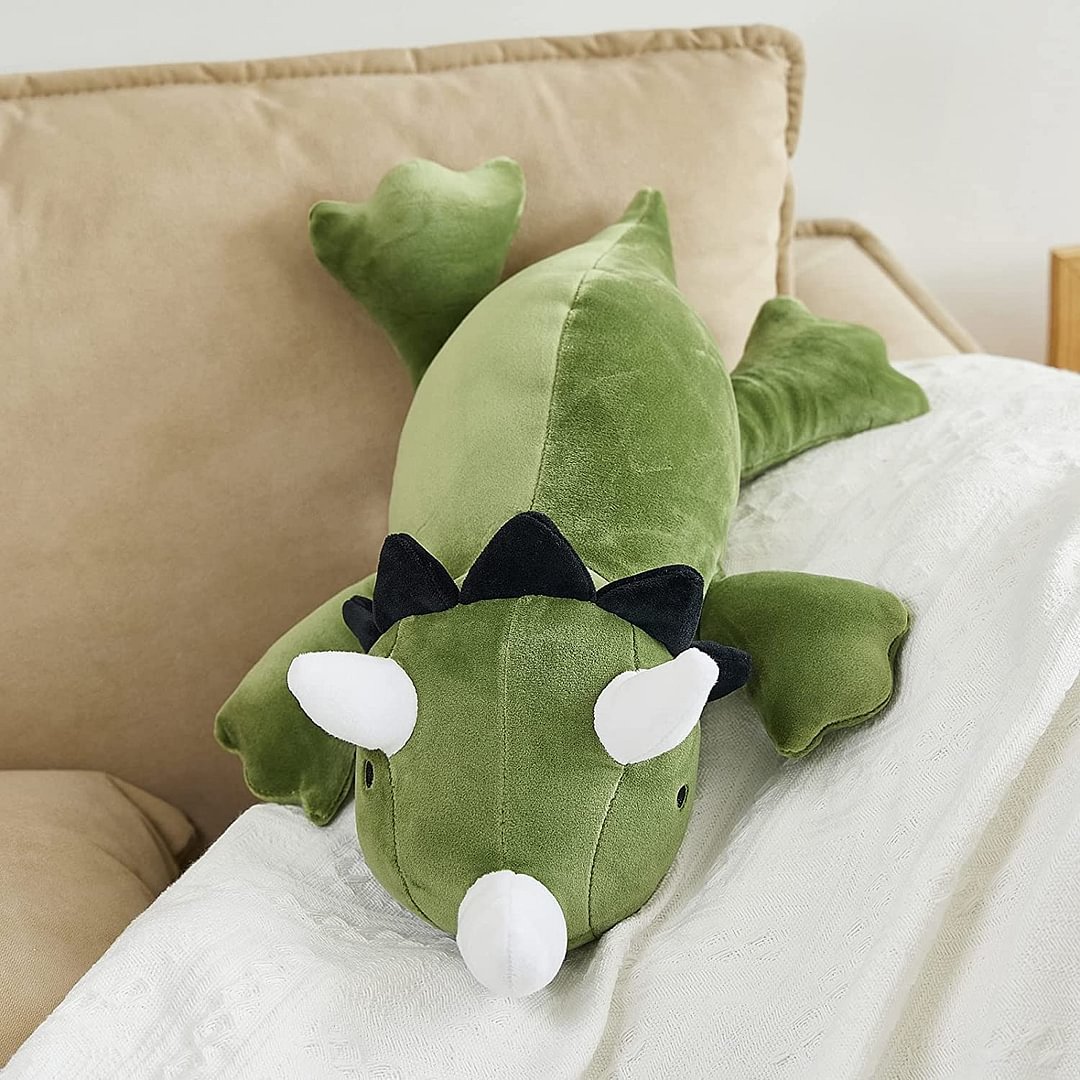 green dinosaur weighted plush