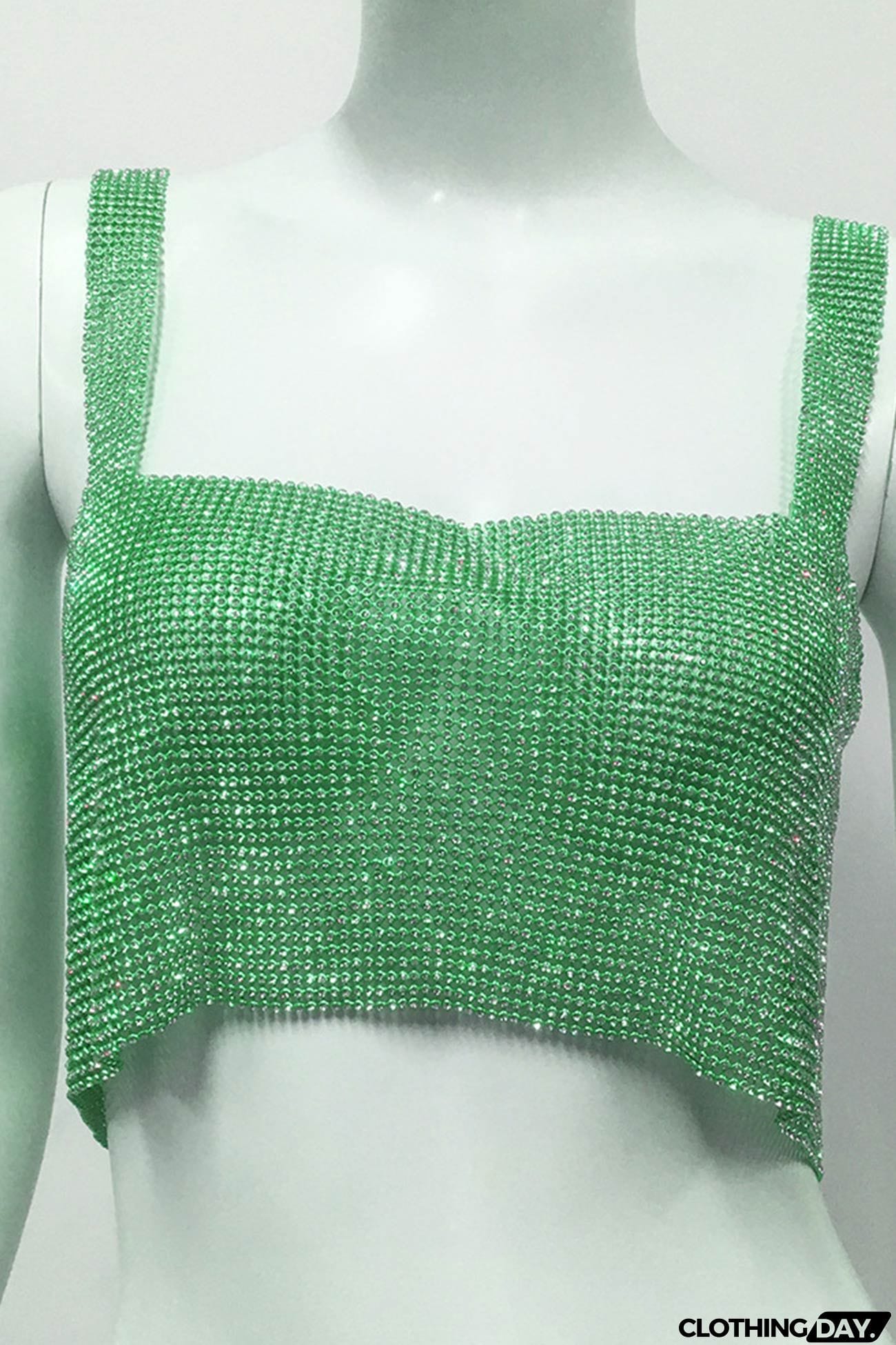 Rhinestone Square Neck Tank Top