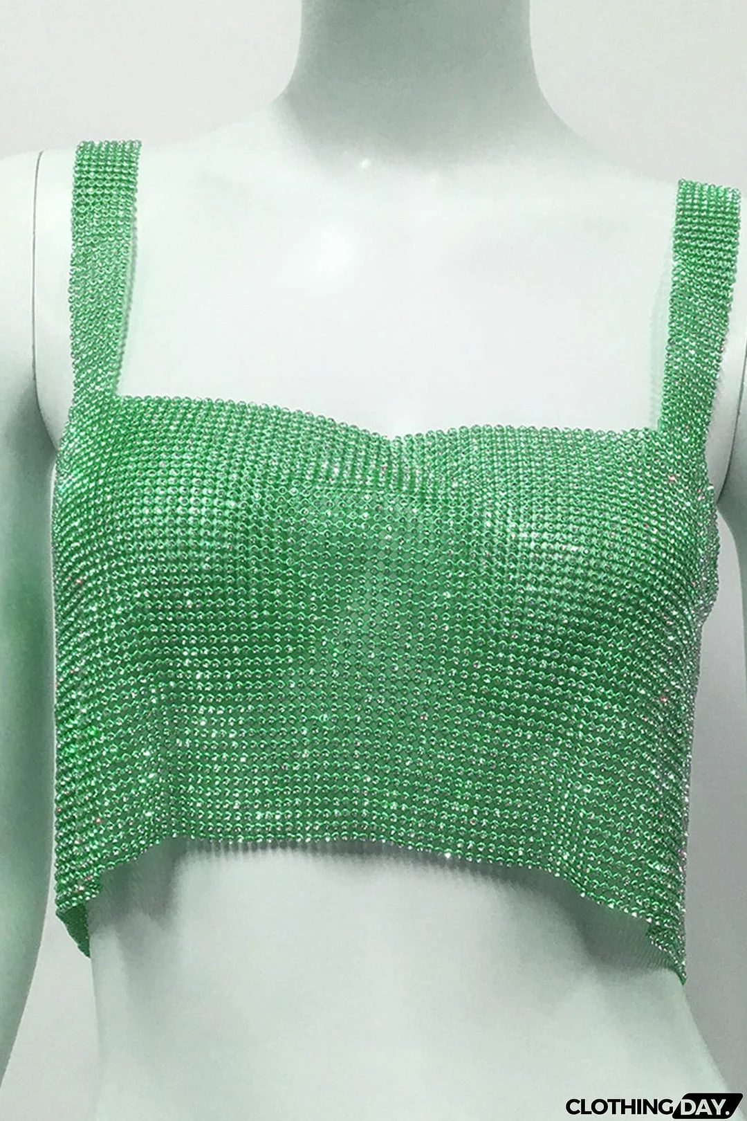 Rhinestone Square Neck Tank Top