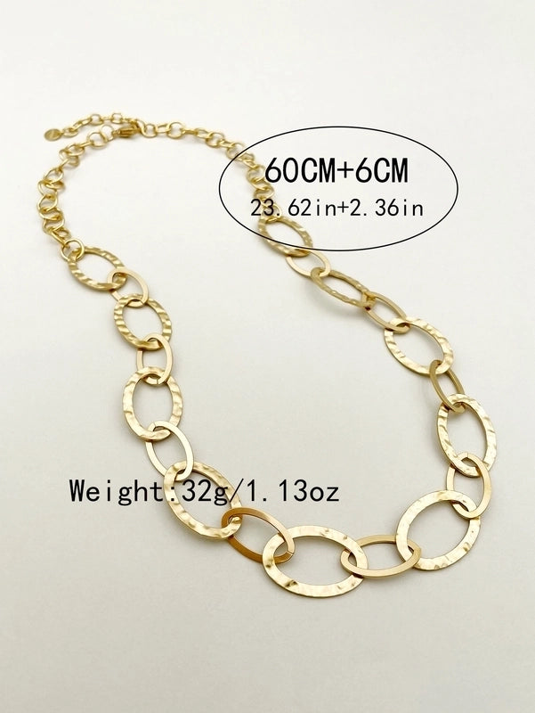 304 Stainless Steel 14K Gold Plated Roman Style Streetwear Patchwork Plating Oval Heart Shape Necklace