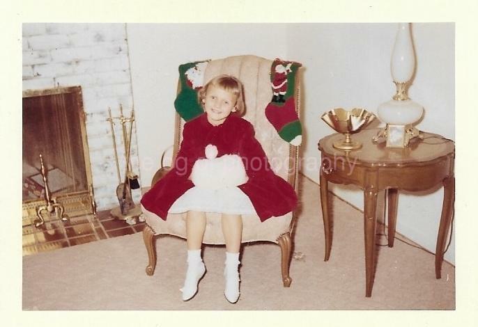 FOUND Photo Poster paintingGRAPH Color CHRISTMAS GIRL Original Portrait VINTAGE 011 6 K