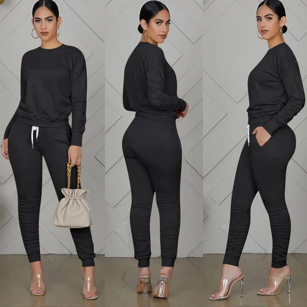 two piece set women 2 piece set stacked leggings clothes for women outfits stacked pants tracksuit female fall clothes 2021