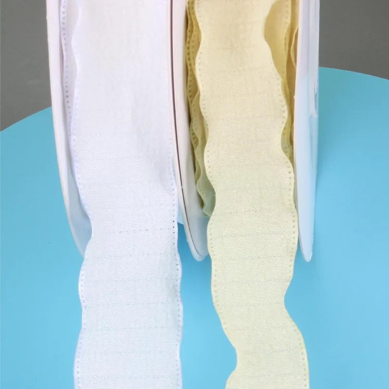 Ruffled Pleated Fishtail Yarn 2.5 Wide Ribbon Flower Packaging Ribbon Macaron Floral Snow Yarn Linen Diy