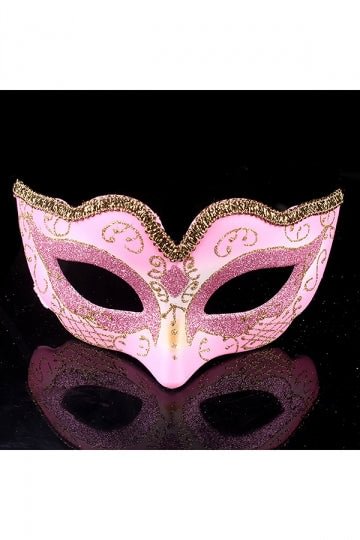 Children'S Fox Glitter Half Face Eyes Mask For Halloween Party Pink-elleschic