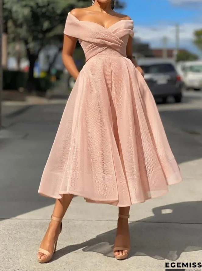 Women's Dresses Solid One Word Collar Slim Fit Dress | EGEMISS