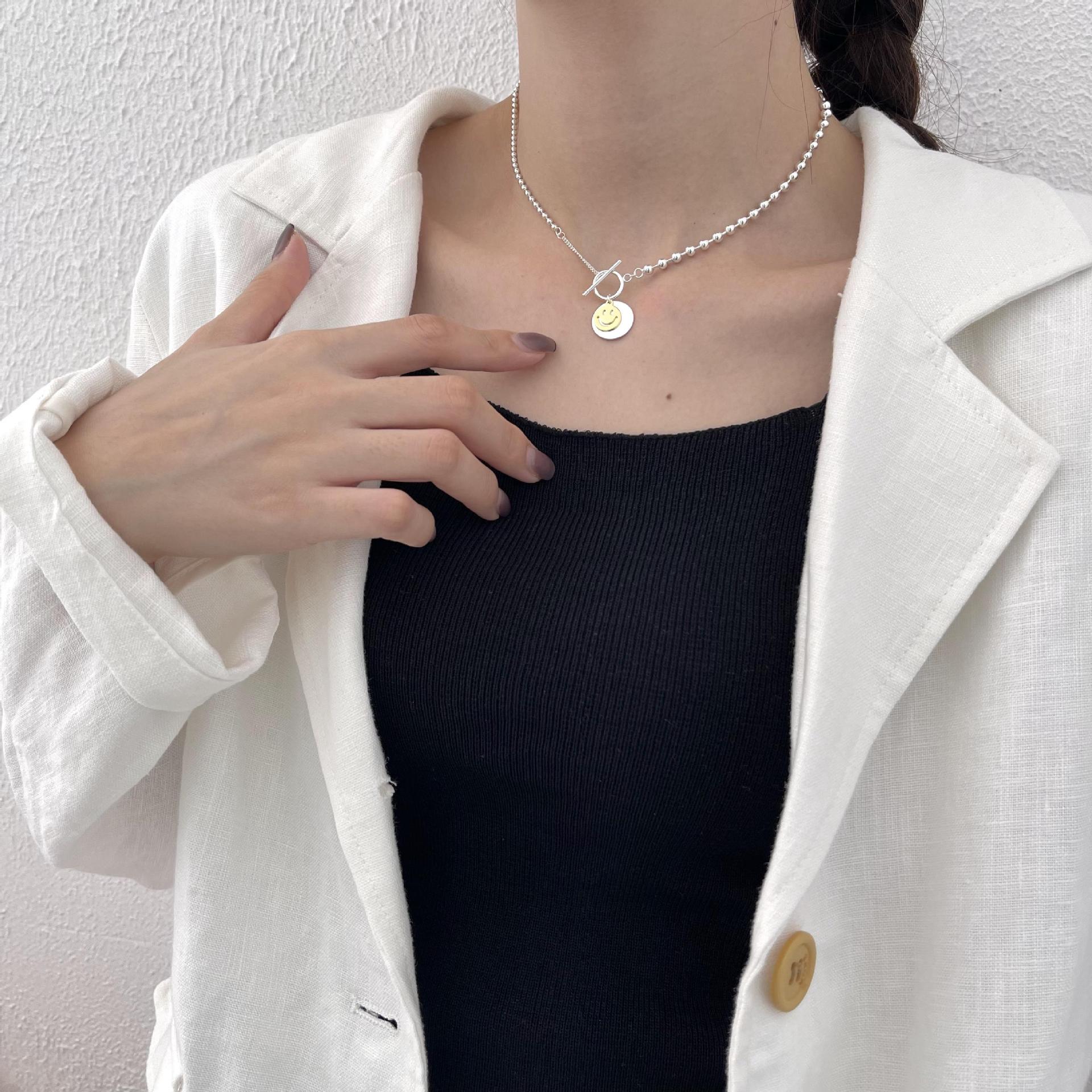 925 Sterling Silver IG Style Smile Silver Necklaces