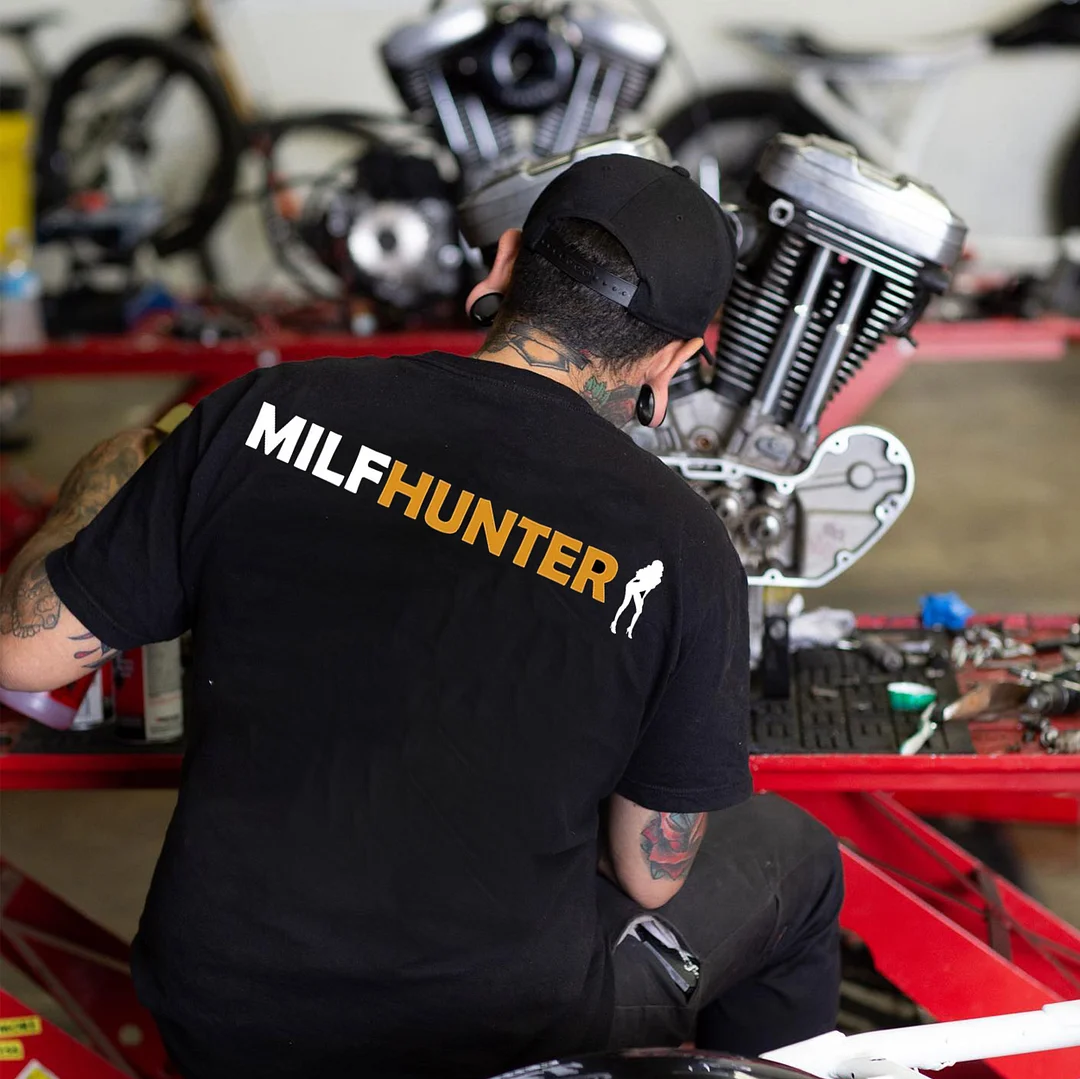 MILF HUNTER Black Print T-Shirt