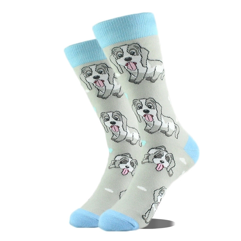 Unisex Cute Printing Animal Color Block Cotton Ankle Socks A Pair