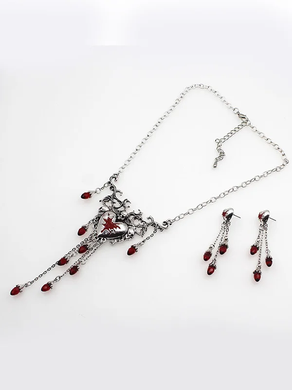 Red Drop Nectarine Heart Earrings - yankia