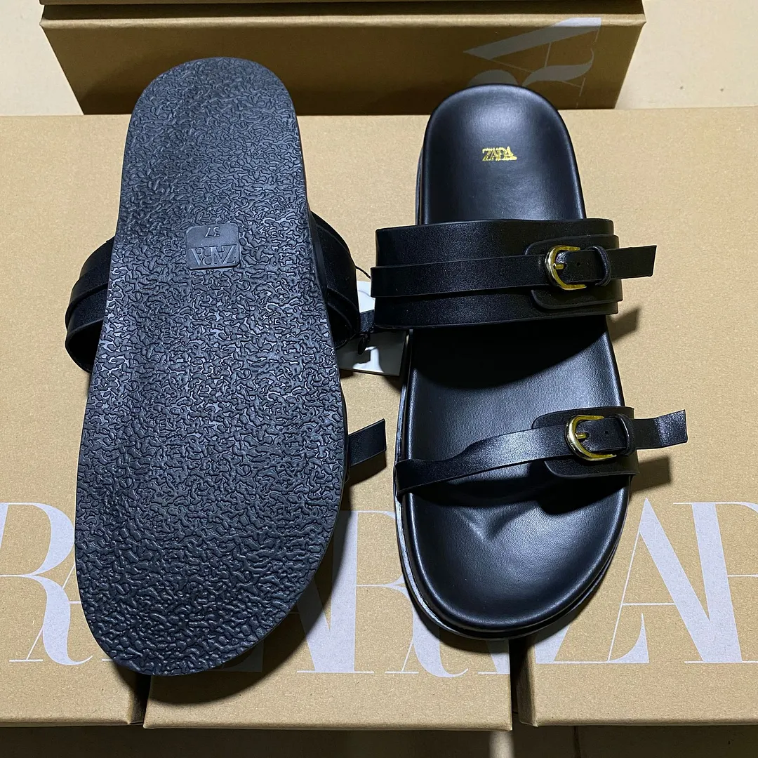 Breakj Breakj Spring New Women's Shoes Round Head Flat Shoes Black Buckle Breathable Round Head Fashion Flat Bottom