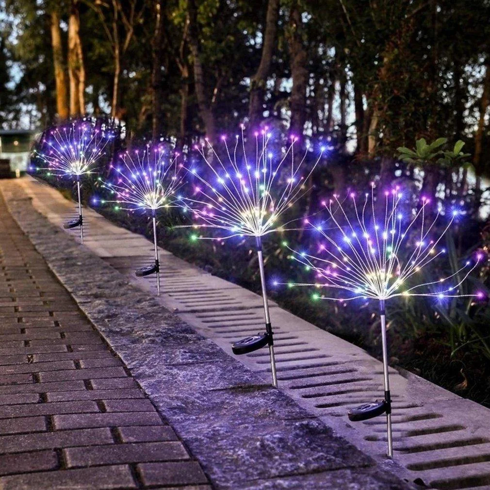 2pcs Solar Dandelion Fireworks Decoration Lamp