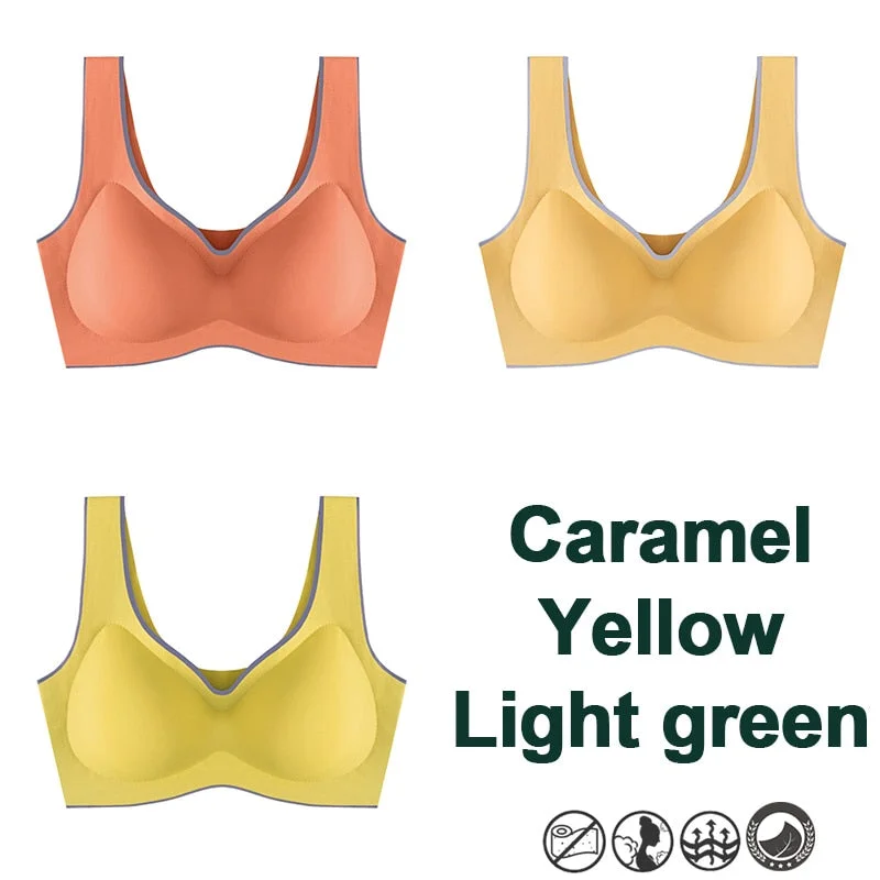 3PCS Latex Bra Women Brassiere Underwear Push Up Bras Seamless Bralette for Female Plus Size Bra Tank Crop Tops Gathers Padded