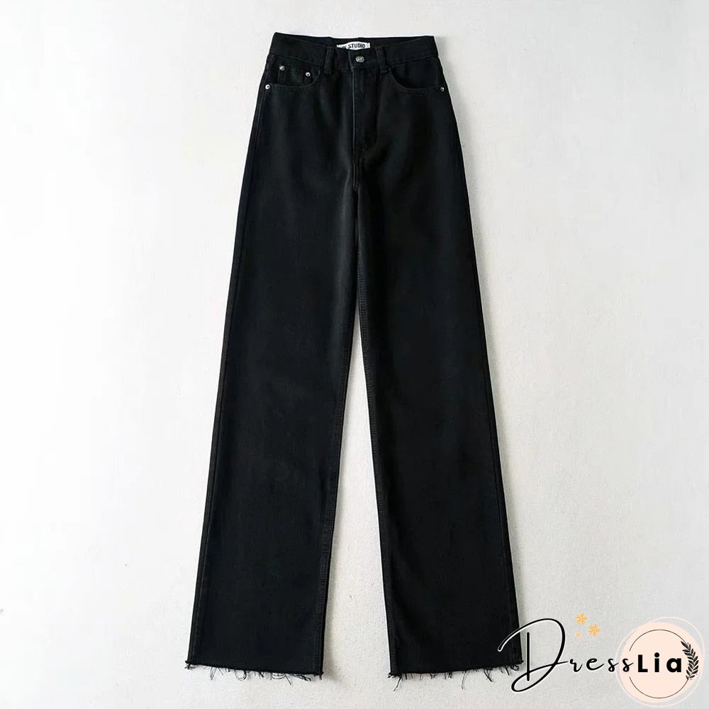Casual Fashion Straight Leg Women's Jeans Denim Bottom Harajuku Boyfriend Long High Waist Baggy Jeans Fall Pants