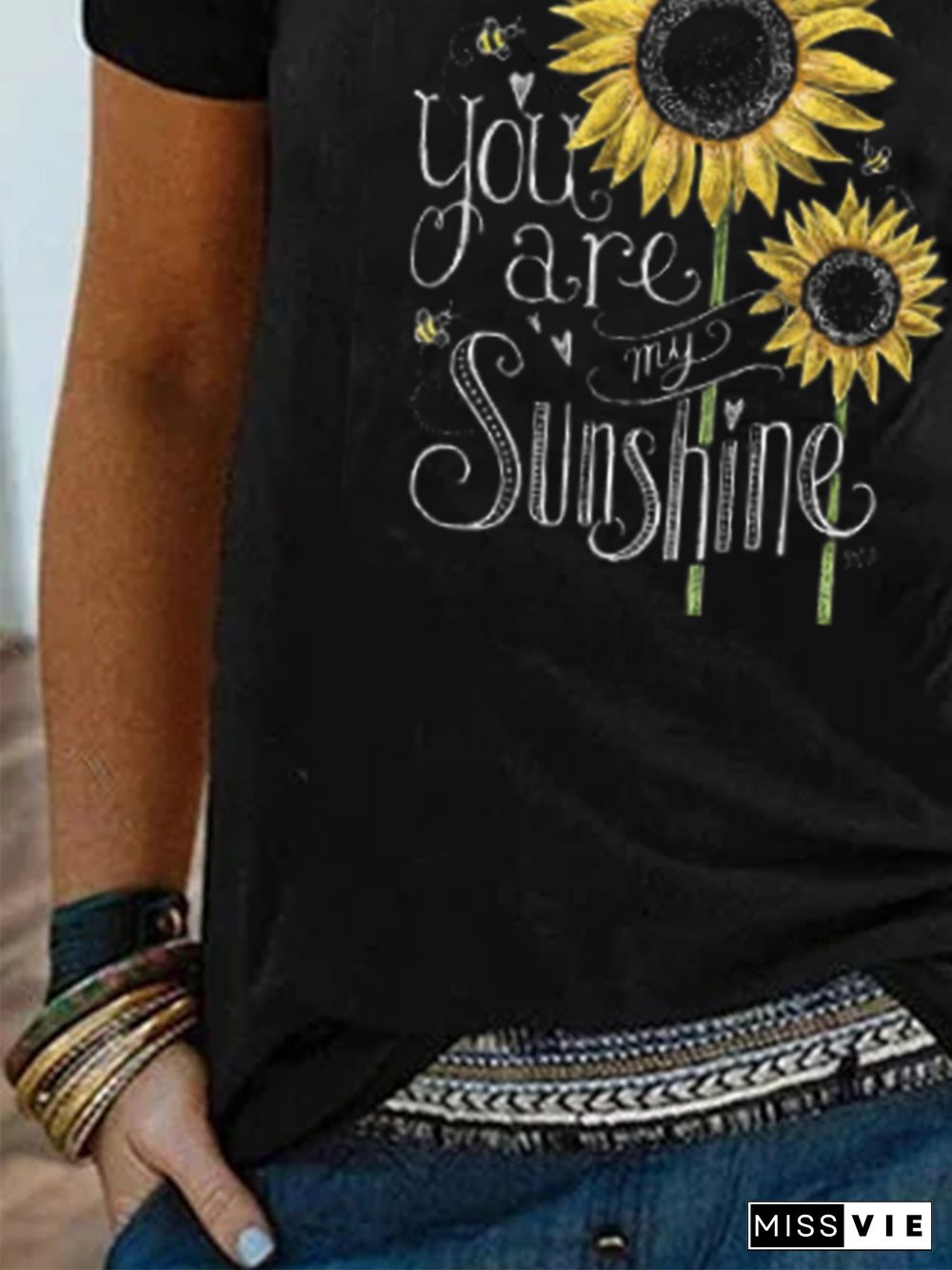 Crew Neck Floral Vintage T-shirt