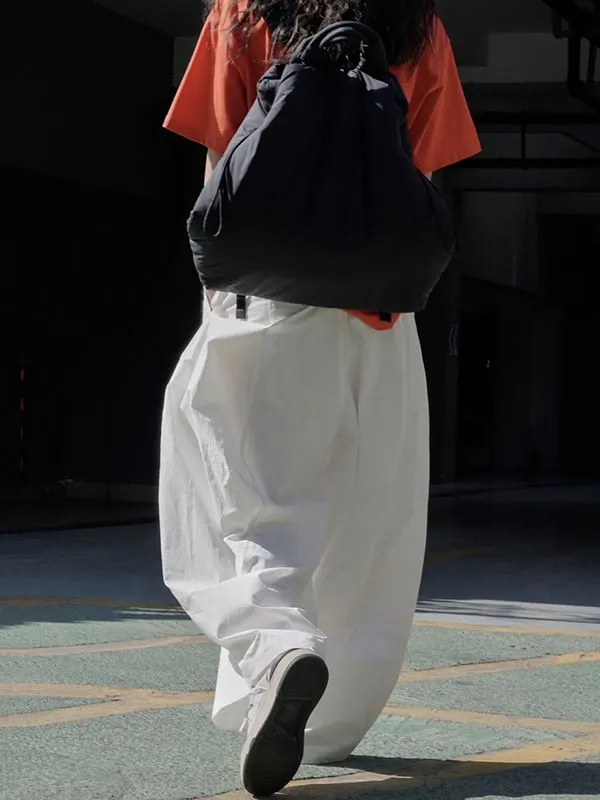 Buttoned Pockets Solid Color Split-Joint Loose Wide Leg Trousers Pants