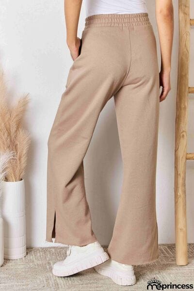 RISEN Wide Waistband Slit Wide Leg Pants