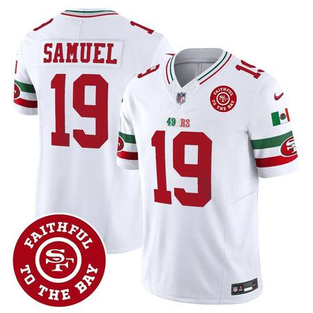 Men's San Francisco 49ers #19 Deebo Samuel White Mexico Faithful To The Bay Patch Vapor F.U.S.E. Limited Jersey