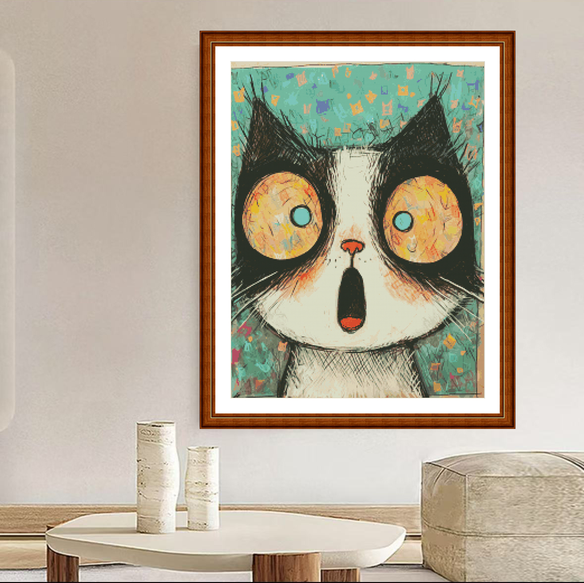 1set DIY Printed Cross Stitch Kit [ZZ7094- Big Eyes Cat] cross stitch threads Painting Fairy Cross Stitch
